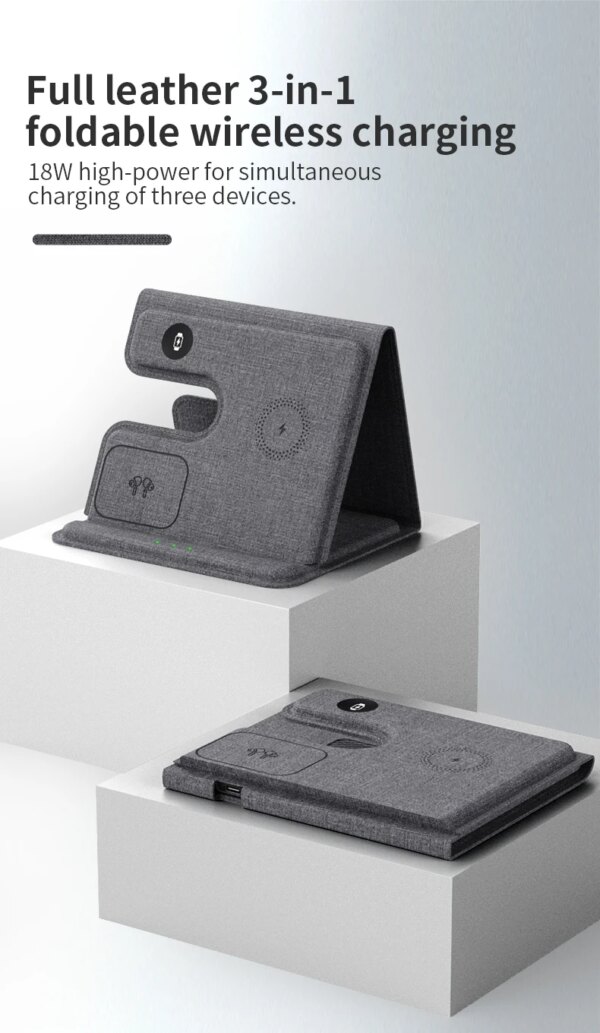 Multifunctional 3 in 1 Wireless Chargers for Mobile Phone Stand Foldable ABS Type C Outdoor Station Dropshipping Trend