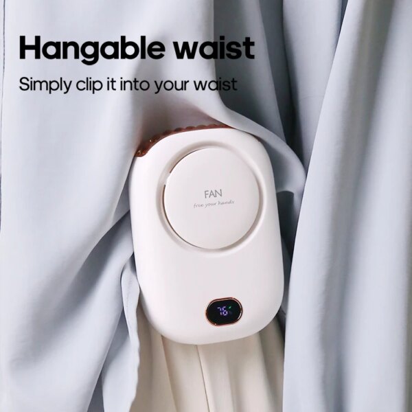 Necklace Fan Kinscoter 2000mah Battery Air Cooler Mini Fan Portable Rechargeable Bladeless Waist Hanging Ventilation Fans