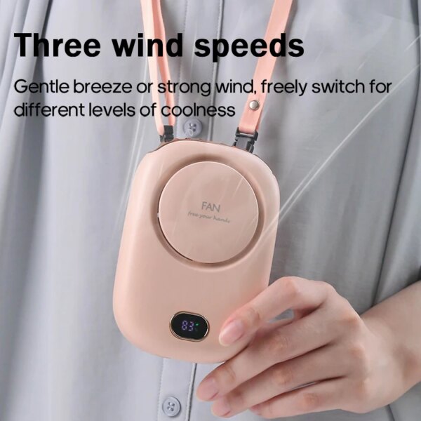 Necklace Fan Kinscoter 2000mah Battery Air Cooler Mini Fan Portable Rechargeable Bladeless Waist Hanging Ventilation Fans