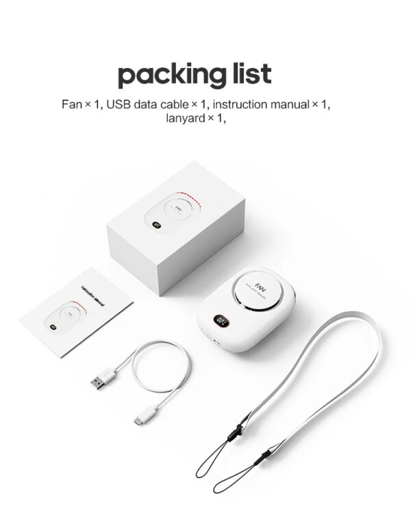 Necklace Fan Kinscoter 2000mah Battery Air Cooler Mini Fan Portable Rechargeable Bladeless Waist Hanging Ventilation Fans