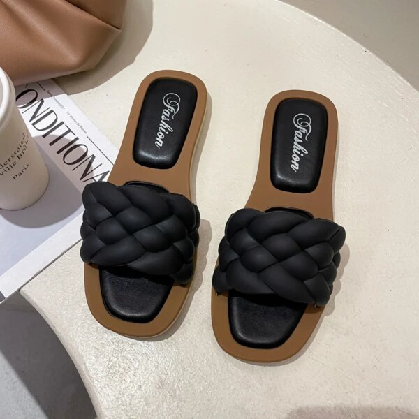 New Fashion Summer Outdoor Flat Sandal for Women Girls Korean Style Open Toe Beach Shoes Casual Daily Shopping Slipper Platform