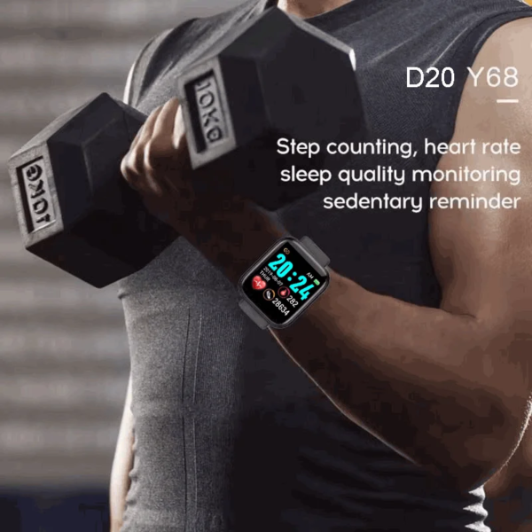 New Y68 D20 Smart Watch for Men Women IP67 Blood Pressure Fitness Tracker Bracelet Android IOS Compatible Smart Clock Square