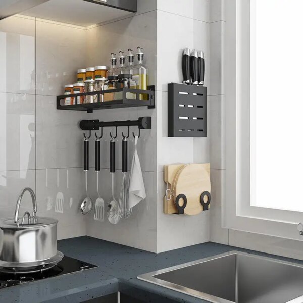 Non Punching Wall Mounted Stainless Steel Pot Lid Cutting Board Pan Dish Holder Detachable Kitchen Storage Rack