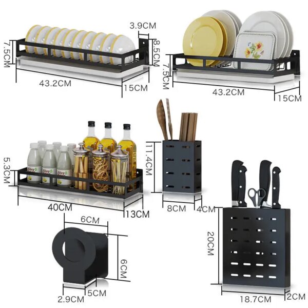 Non Punching Wall Mounted Stainless Steel Pot Lid Cutting Board Pan Dish Holder Detachable Kitchen Storage Rack