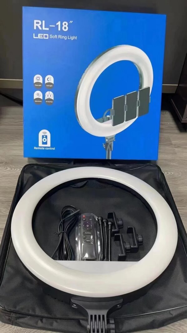 Photography Light RL 14 18 21 LED Rotating Ring Fill Light Rechargeable 14 18 22 Inch Selfie Ring Light With Phone Holder