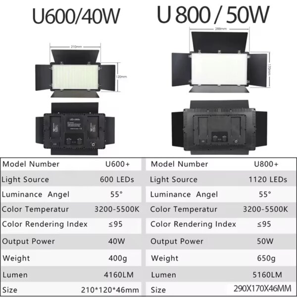 Professional Photo & Video Led Light Kit Vari-color Pro Led-600 Led-800 LED Video Light Professional Photography Fill Light