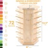 Rotating wooden sewing thread holder stand and bamboo sewing thread roller display rack holder