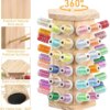 Rotating wooden sewing thread holder stand and bamboo sewing thread roller display rack holder
