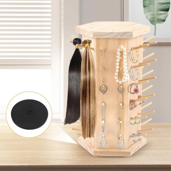Rotating wooden sewing thread holder stand and bamboo sewing thread roller display rack holder
