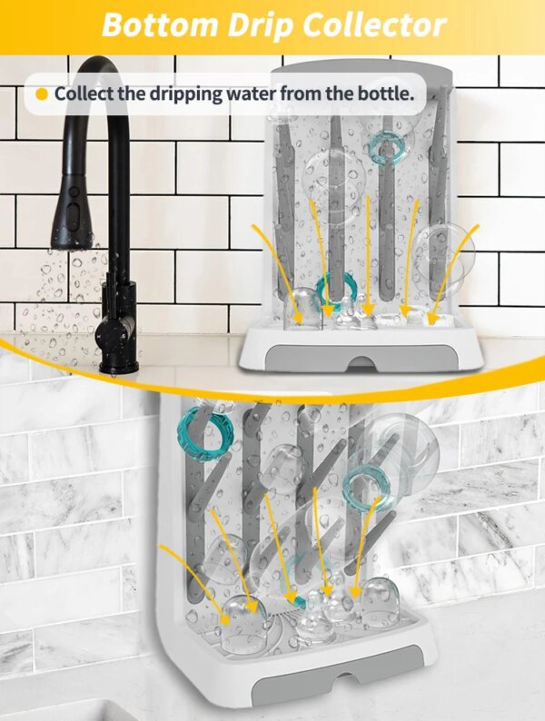 Space Saving Baby Bottle Drying Rack Vertical Standing Bottle Dryer Rack Holder for Countertop