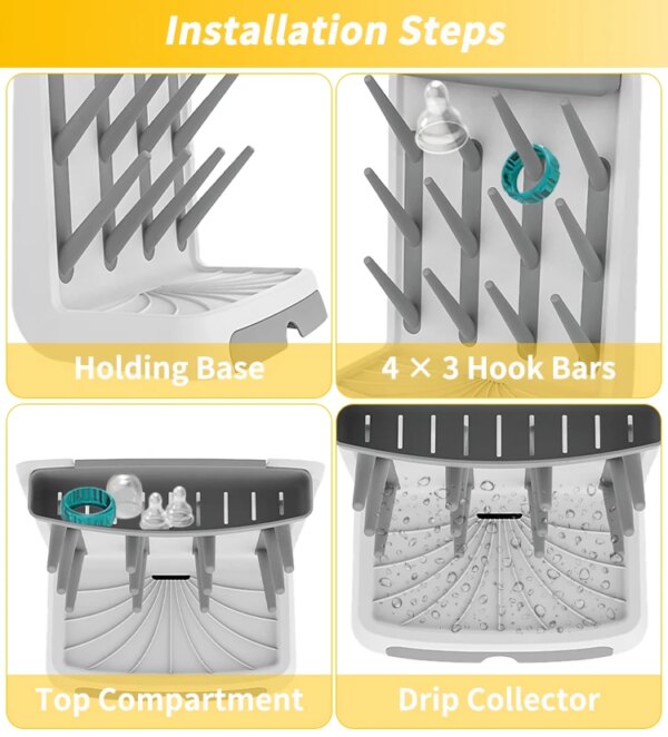 Space Saving Baby Bottle Drying Rack Vertical Standing Bottle Dryer Rack Holder for Countertop