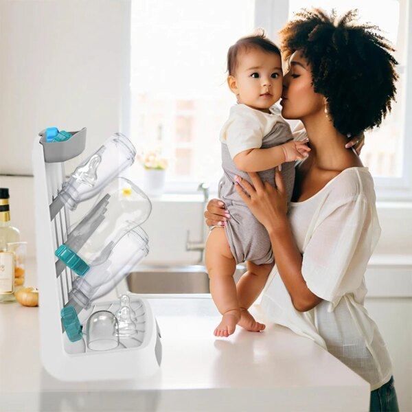 Space Saving Baby Bottle Drying Rack Vertical Standing Bottle Dryer Rack Holder for Countertop