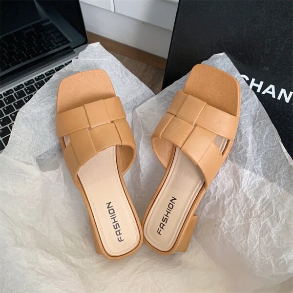 Summer New Women's Outer Slippers Casual Soft Comfortable Heel Sandals Fashionable Beach One-Line Women's Slippers Ladies Shoes