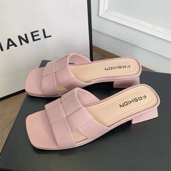 Summer New Women's Outer Slippers Casual Soft Comfortable Heel Sandals Fashionable Beach One-Line Women's Slippers Ladies Shoes