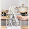 Versatile Multi-Functional Metal Kitchen Wall Rack Standing Type Iron Cutting Board Stand Knife Holder Chopsticks Organizer