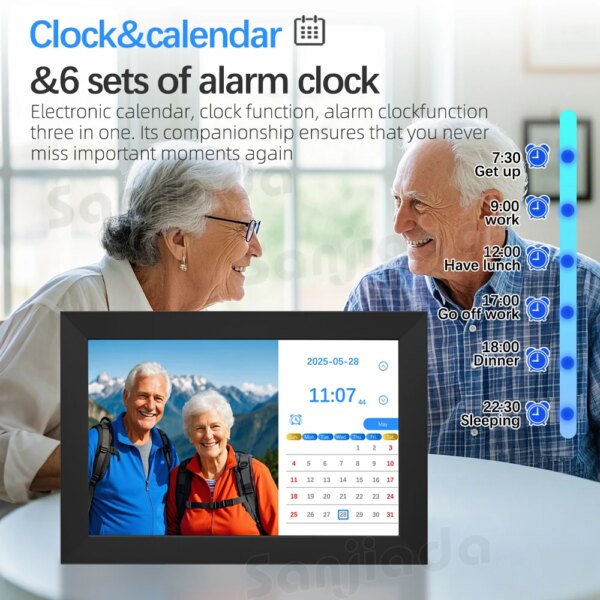 Wholesale 10 Inch Video Player Devices Electronic Picture Album Calendar Clock with Alarm Clock Touch Screen Digital Photo Frame