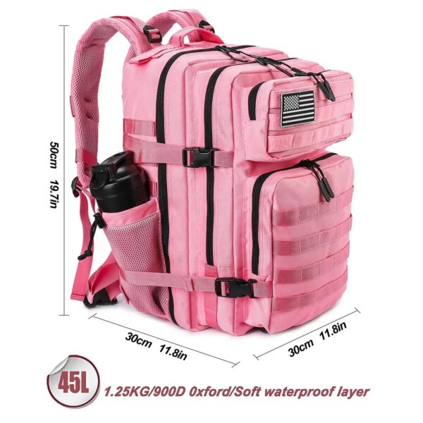 Wholesale 45L Camo Tactical Backpack MOLLE System Waterproof Large Outdoor Polyester for Hiking Trekking Hunting 3-Day Label