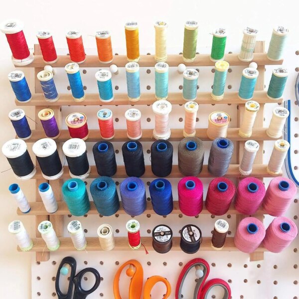 Wholesale 60 Spools Braiding Hair Rack Sewing Embroidery Thread Rack Wooden Thread Rack