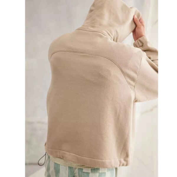 Wholesale Custom Pattern Printing Hoodies Terry Cotton Polyester Hem Cropped Boxy Blank Hoodies