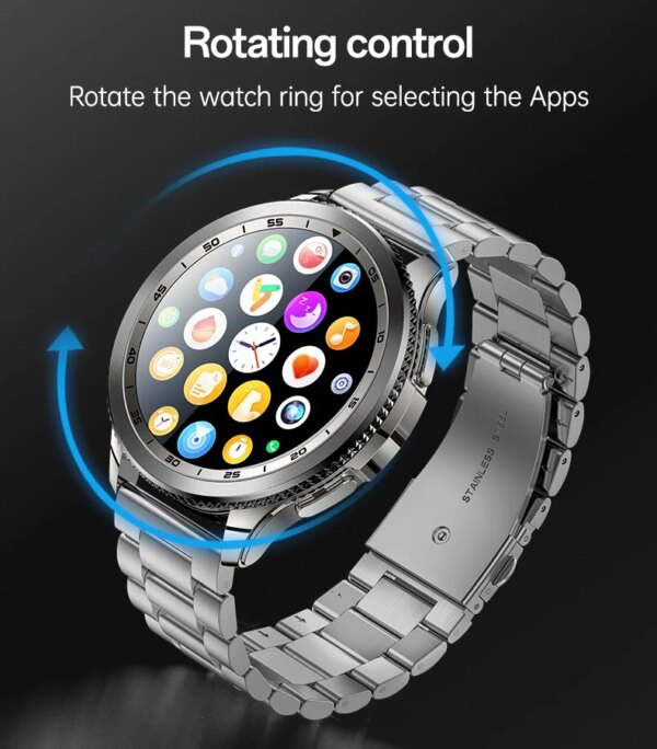 Yesido 1.43' AMOLED Screen 3ATM Phone Calling Rotating Control Magnetic Charging Zinc Alloy Smart Watch IO34