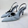 ZA Summer New Denim Fabric Pointy Foot High-heeled Women's Shoes Fashion with Thin Heels. Sandals Girl