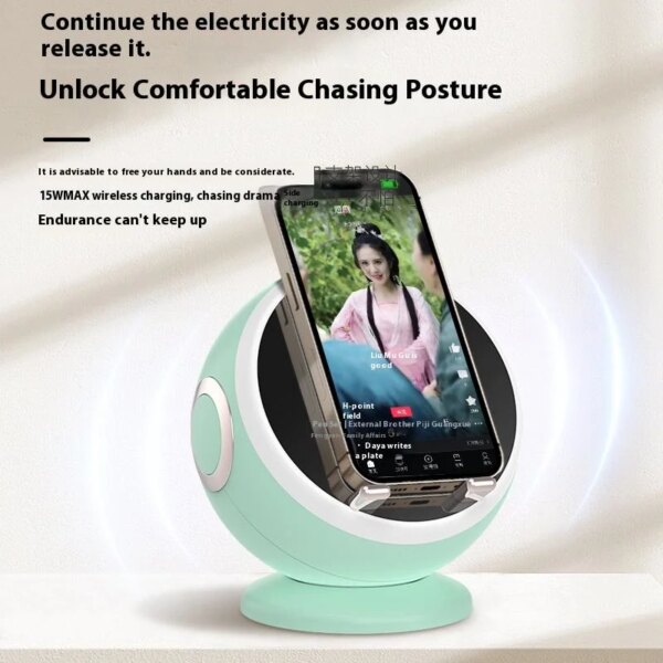 Affordable Portable Smart Speaker with Wireless Charging, TF Card & AUX Compatibility, Popular Gift Option with Alarm Clock Feature