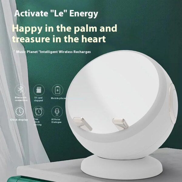 Affordable Portable Smart Speaker with Wireless Charging, TF Card & AUX Compatibility, Popular Gift Option with Alarm Clock Feature