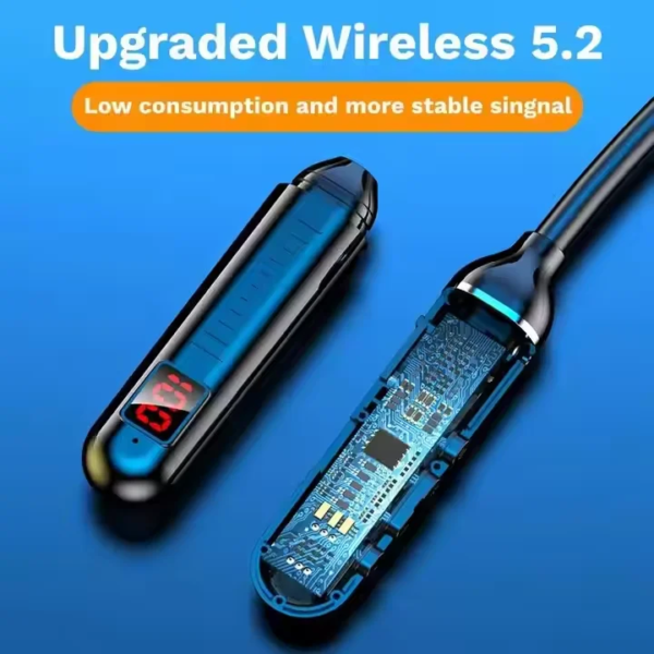 G02 Sports Neckband LED Digital Display Wireless BT Headphone Magnetic Bass Headset with Handsfree Earbuds Supports SD Card