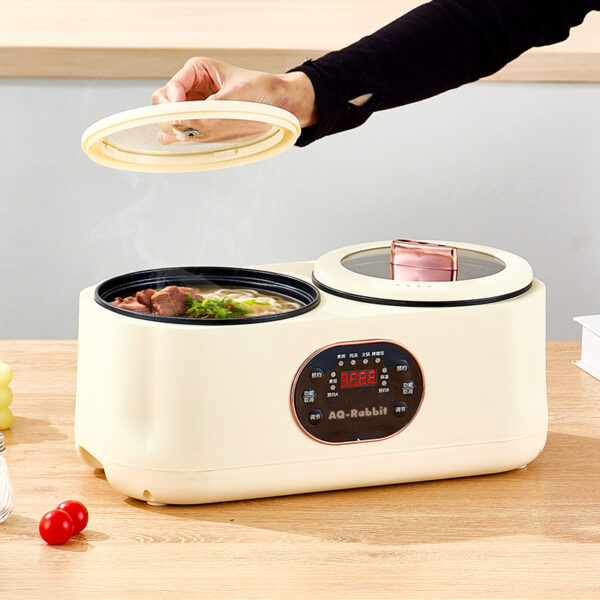 ​Smart Dual-Pot Electric Cooker – Multi-Functional Double Compartment Rice Cooker & Slow Cooker