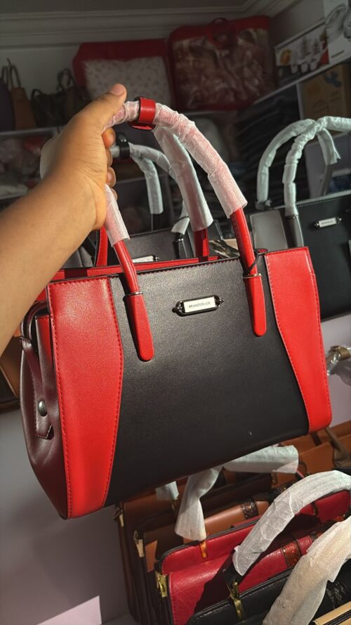 WhatsApp Image 2026-04-15 at 8.09.20 AM Brandon Joe "Madam" Duo-Tone Executive Handbag – Crimson & Onyx Edition